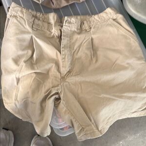 Mens tan with small pleats in front & elastic waist in back Wrangler Rugged Wear
